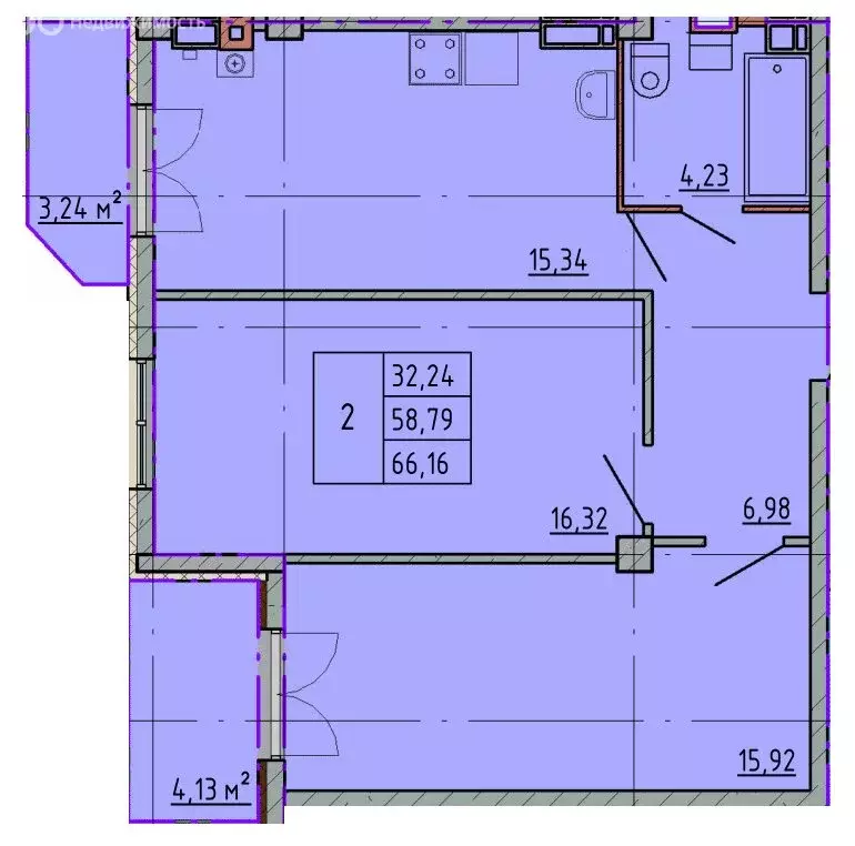 2-комнатная квартира: Шахты, улица Калинина, 10 (66.11 м) - Фото 0