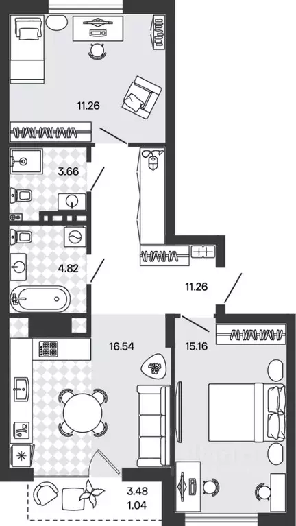 2-к кв. Калининградская область, Гурьевский муниципальный округ, пос. ... - Фото 1