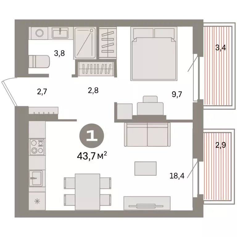 1-комнатная квартира: Екатеринбург, жилой район Сортировочный, ... - Фото 1