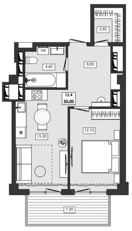 2-к кв. Крым, Алушта ул. Сергеева-Ценского, 4В (50.0 м) - Фото 1