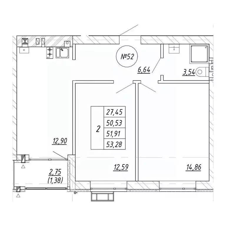 2-к кв. Калининградская область, Зеленоградск  (53.28 м) - Фото 1