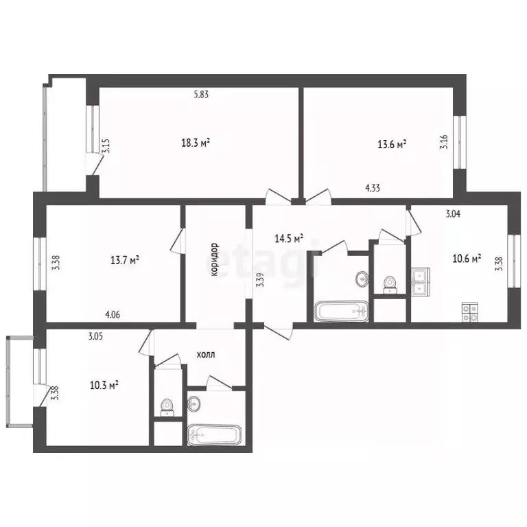 4-к кв. Москва ул. Бутлерова, 4 (93.0 м) - Фото 2