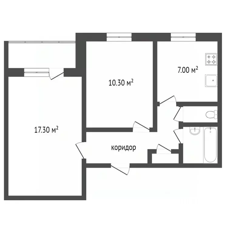 2-к кв. Тюменская область, Тобольск 4-й мкр, 18 (43.8 м) - Фото 2