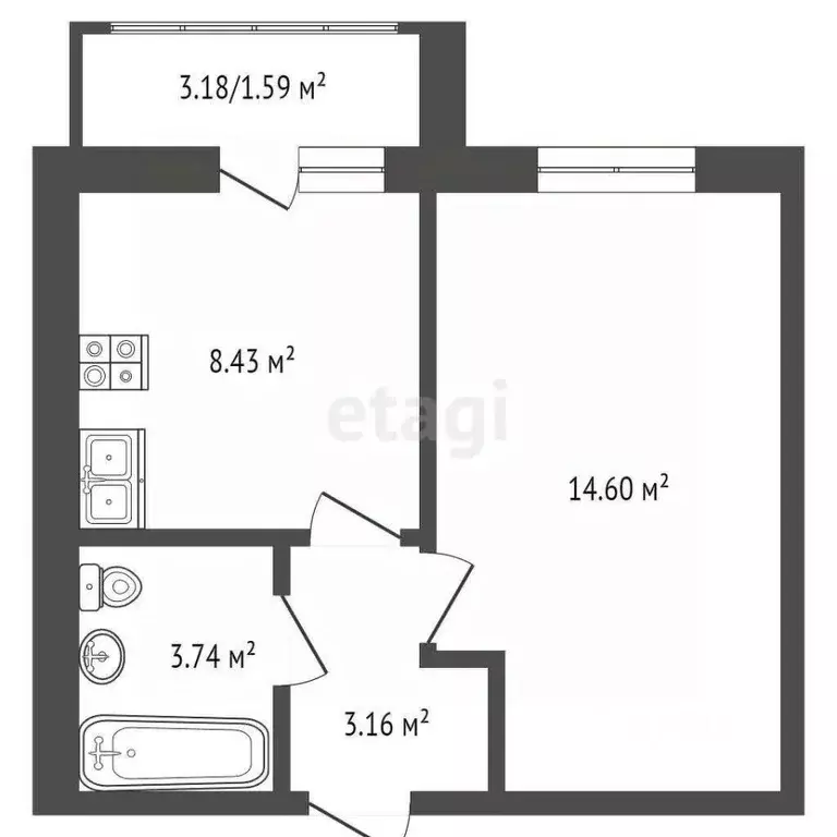 1-к кв. Ростовская область, Батайск ул. Куйбышева, 150 (31.0 м) - Фото 0