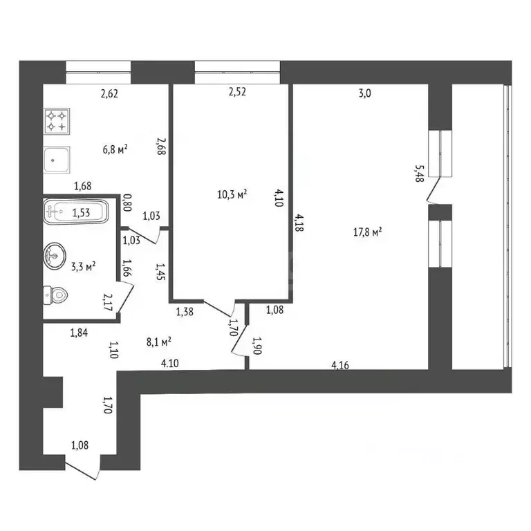 2-к кв. Башкортостан, Уфа ул. Комарова, 18/1 (48.9 м) - Фото 2