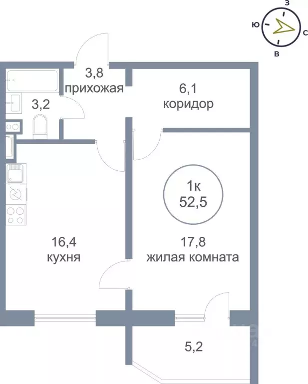 1-к кв. Ханты-Мансийский АО, Сургут наб. Ивана Кайдалова, 18 (52.5 м) - Фото 0