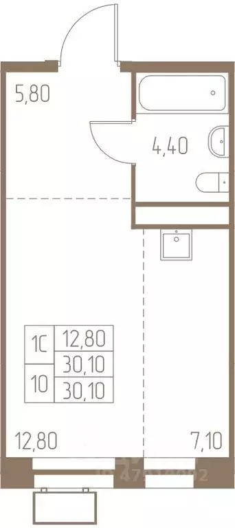 1-к кв. Московская область, Пушкино Фабрикант жилой комплекс, 1 (30.1 ... - Фото 1