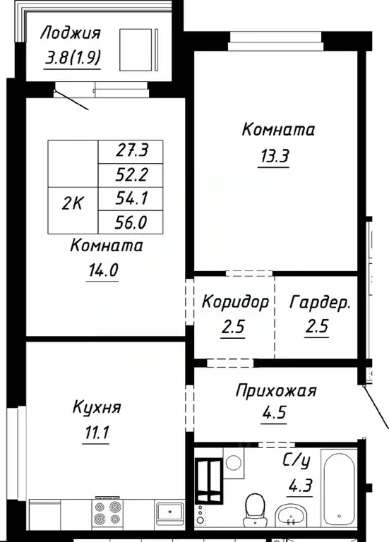 2-к кв. Алтайский край, Барнаул ул. Им. Анатолия Мельникова, 1 (54.1 ... - Фото 0