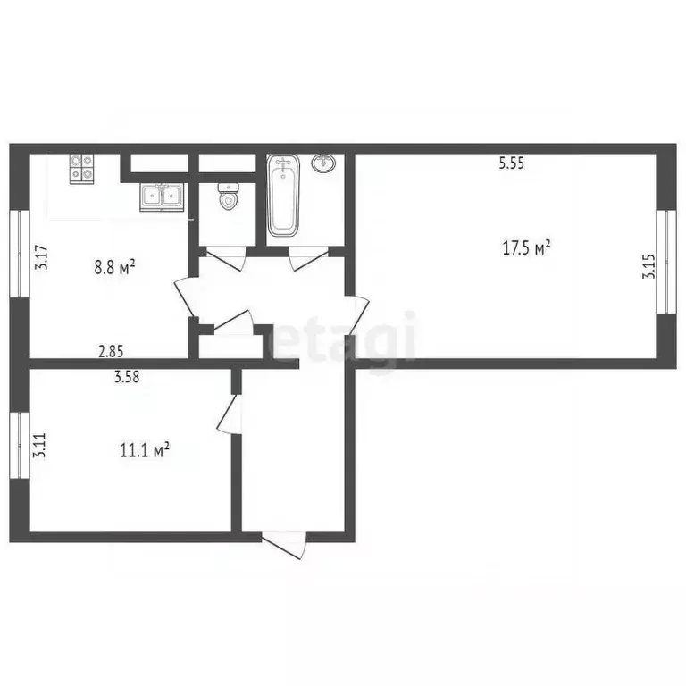 2-к кв. Ямало-Ненецкий АО, Муравленко ул. 70 лет Октября, 20 (53.0 м) - Фото 2