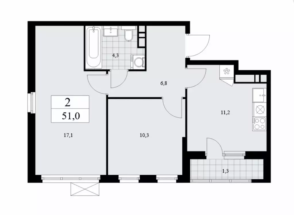 2-комнатная квартира: Москва, Бартеневская улица, 18к2 (51 м) - Фото 0