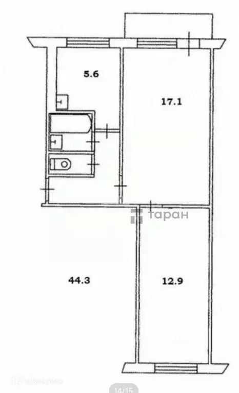 2-к кв. Челябинская область, Челябинск ул. Южный Бульвар, 47 (44.1 м) - Фото 2