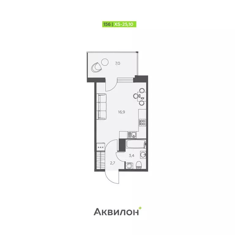 Квартира-студия: Заневское городское поселение, Кудрово, Солнечная ... - Фото 1