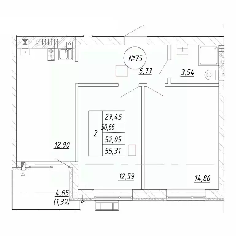 2-к кв. Калининградская область, Зеленоградск  (55.31 м) - Фото 1