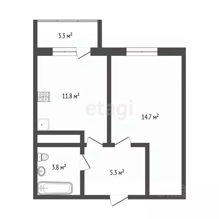 1-к кв. Тюменская область, Тюмень ул. Тальниковая, 3 (36.0 м) - Фото 1