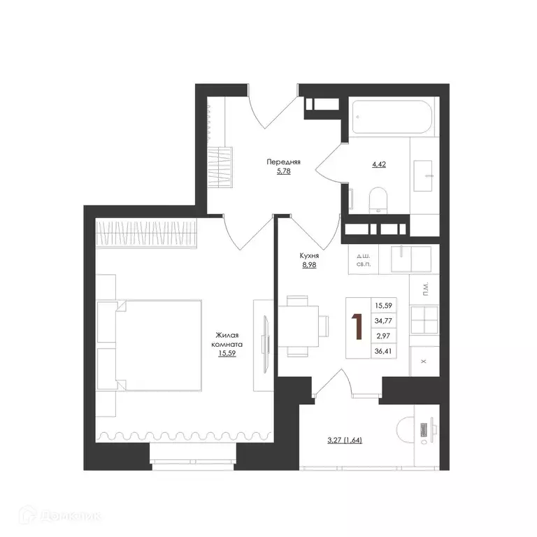 Продаётся 1-к квартира, 36.41 м - Фото 0