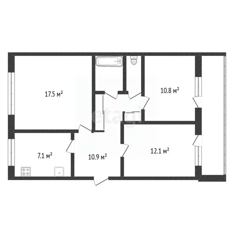 3-к кв. Амурская область, Благовещенск ул. Ленина, 30/6 (67.5 м) - Фото 1