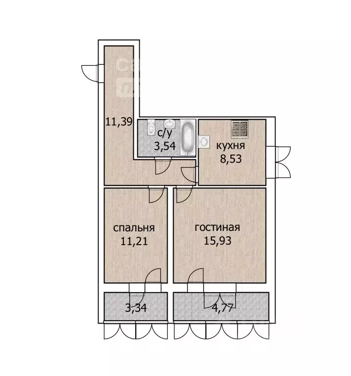 2-к кв. башкортостан, уфа ул. ахметова, 154 (50.4 м) - Фото 1