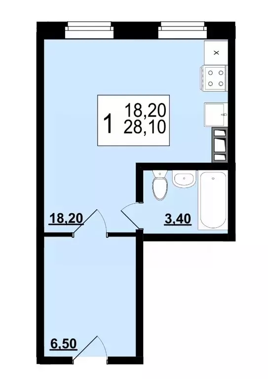 Студия Ярославская область, Ярославль 2-й мкр,  (28.1 м) - Фото 1