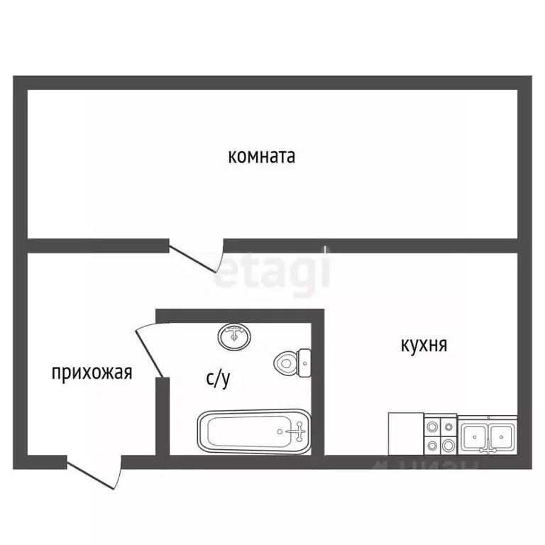 1-к кв. Брянская область, Клинцы ул. Рябка, 133 (30.6 м) - Фото 2