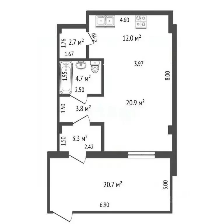 1-к кв. Ростовская область, Ростов-на-Дону ул. Нансена, 93с1 (47.4 м) - Фото 1