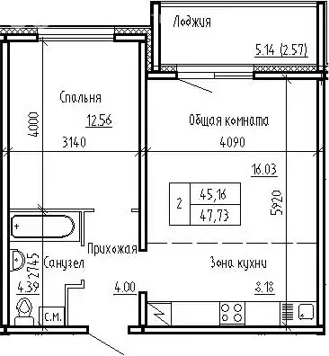 2-комнатная квартира: посёлок Элитный, Венская улица, 12 (45.16 м) - Фото 0