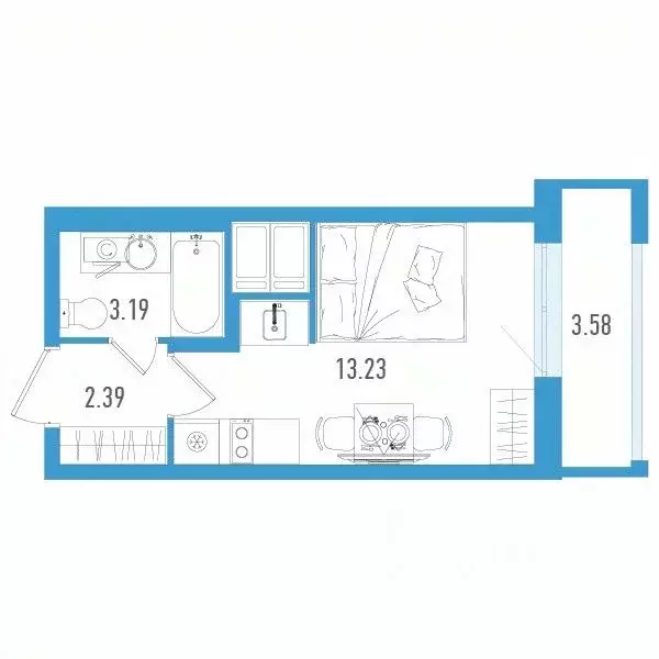 Студия Санкт-Петербург дор. Муринская, 67 (19.88 м) - Фото 0