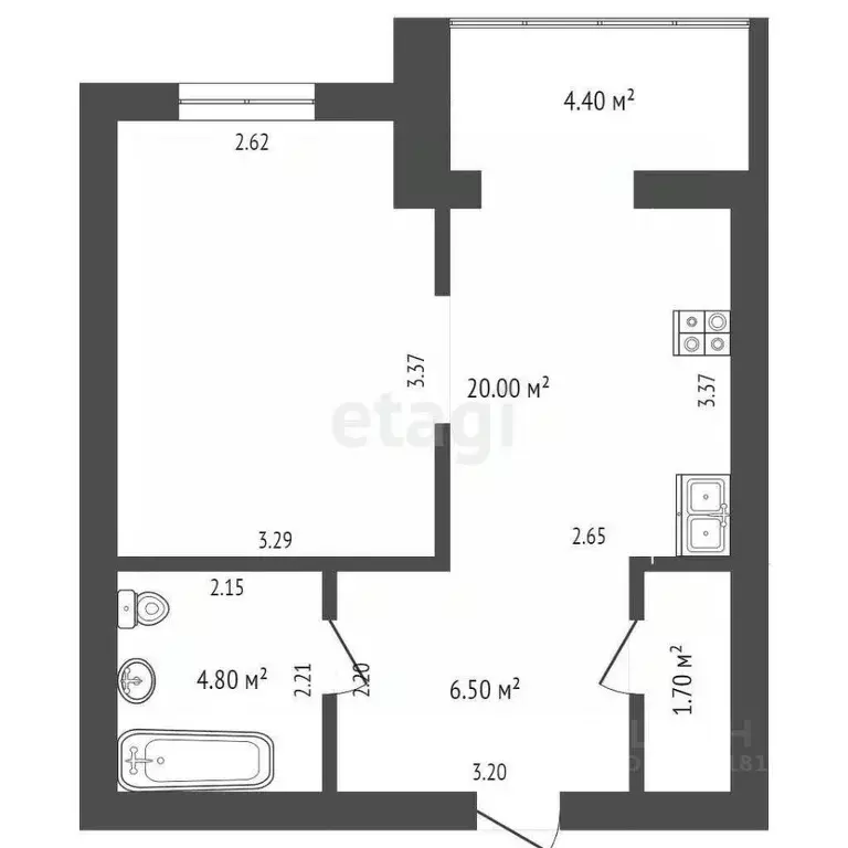1-к кв. Ростовская область, Ростов-на-Дону ул. Евдокимова, 35д (40.0 ... - Фото 1
