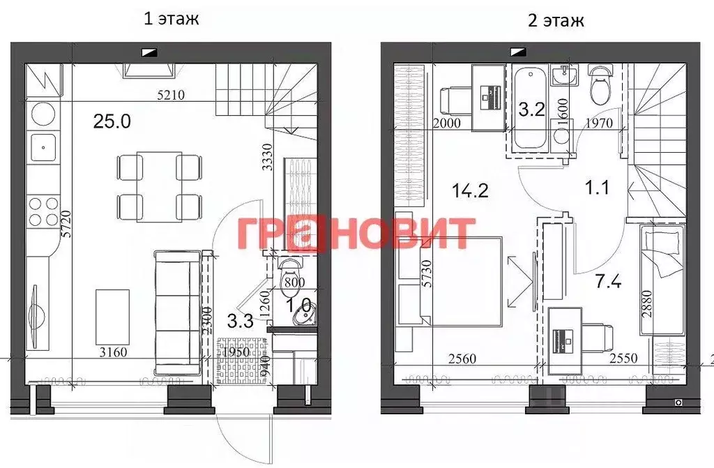 Квартира, 2 комнаты, 54 м - Фото 1