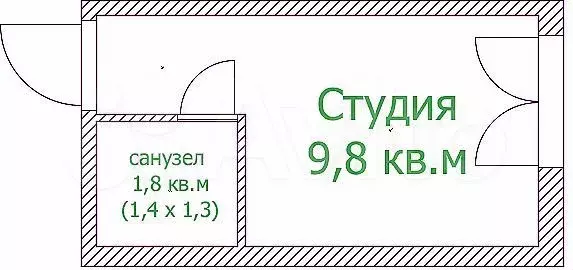 Квартира-студия, 10 м, 1/9 эт. - Фото 1