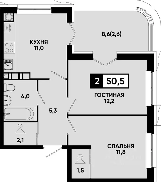 2-к кв. Ставропольский край, Кисловодск  (50.5 м) - Фото 0