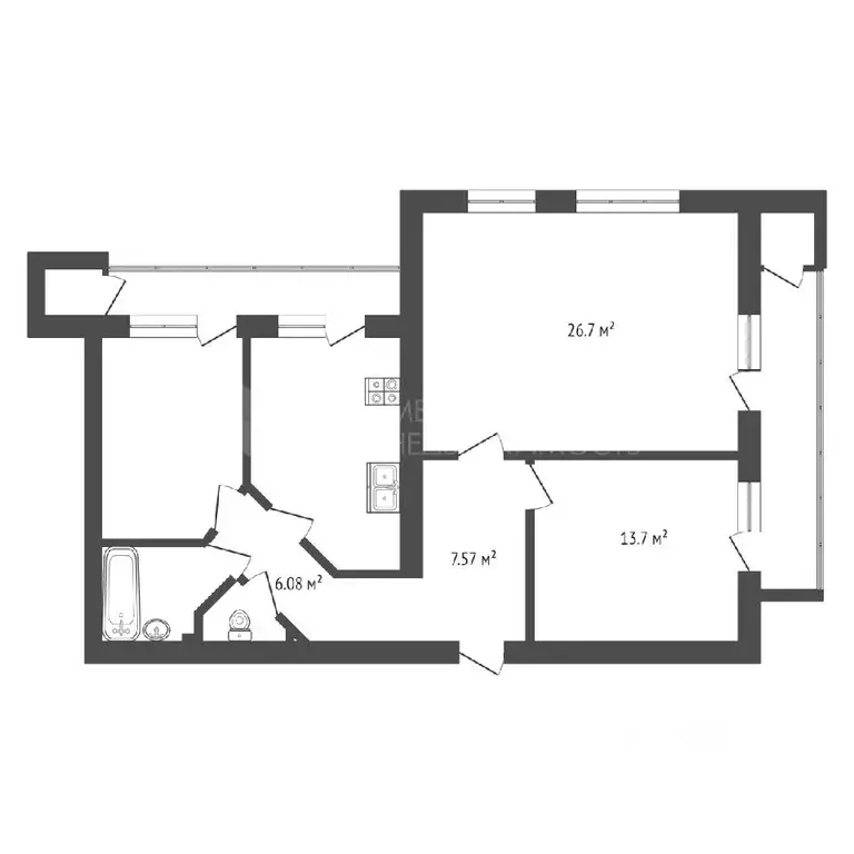 3-к кв. Тюменская область, Тюмень ул. Мельникайте, 44/2 (88.1 м) - Фото 1