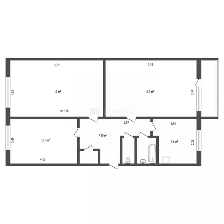 3-к кв. Кемеровская область, Прокопьевск ул. Гайдара, 7 (61.6 м) - Фото 2