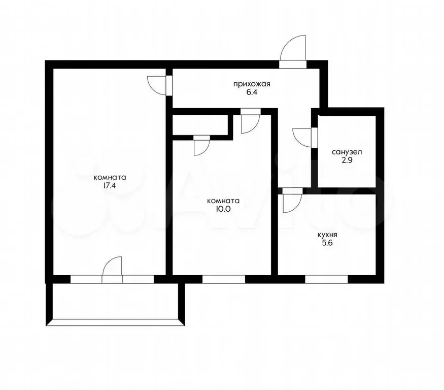 2-к. квартира, 45 м, 5/5 эт. - Фото 0