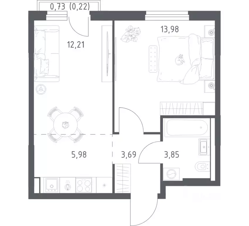 1-к кв. Башкортостан, Уфа ул. Минигали Губайдуллина, 8к9 (39.93 м) - Фото 0
