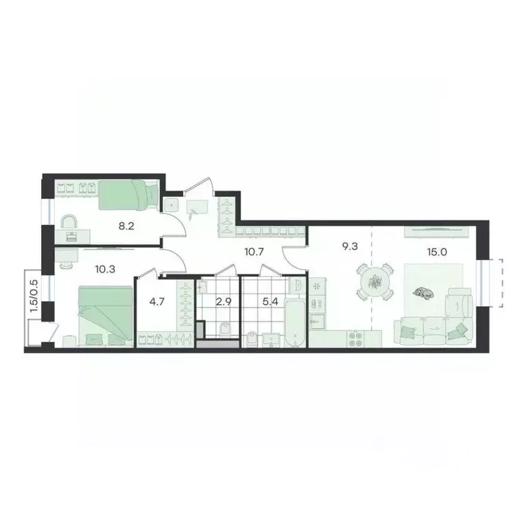 3-к кв. Московская область, Раменский муниципальный округ, Ильинский ... - Фото 1