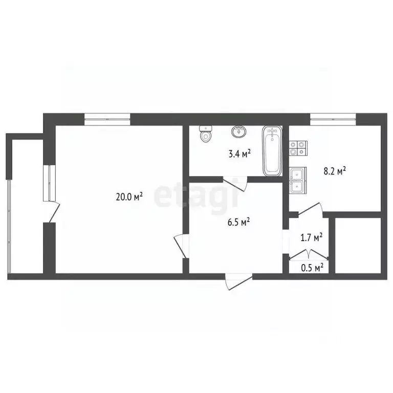 1-к кв. Севастополь ул. Генерала Мельника, 15 (42.3 м) - Фото 2