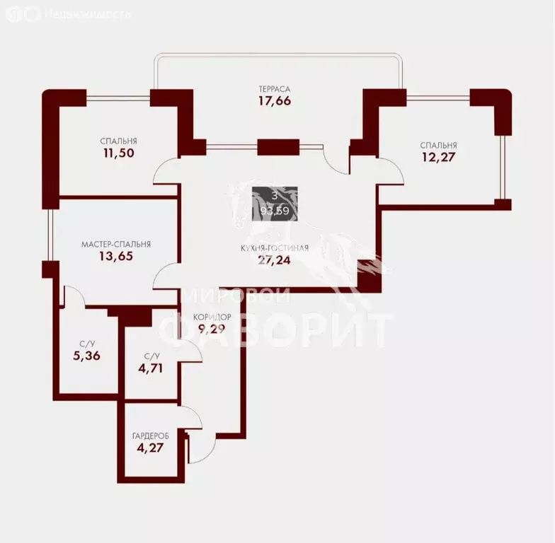 3-комнатная квартира: Оренбург, ЖК Гагарин Парк (93.59 м) - Фото 1