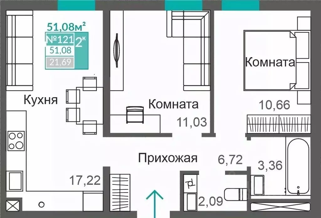 2-к кв. Крым, Симферополь Крымская роза мкр, Абрикос жилой комплекс ... - Фото 0