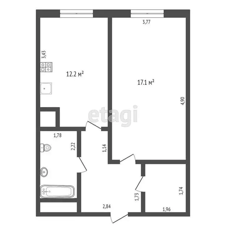 1-комнатная квартира: Москва, Береговой проезд, 1А (43.1 м) - Фото 0