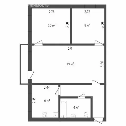 3-комнатная квартира: Ачинск, 3-й микрорайон, 9 (49.7 м) - Фото 1