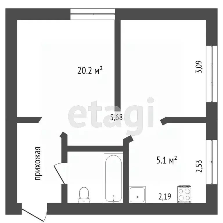 1-к кв. Челябинская область, Челябинск ул. Марченко, 11б (31.0 м) - Фото 2