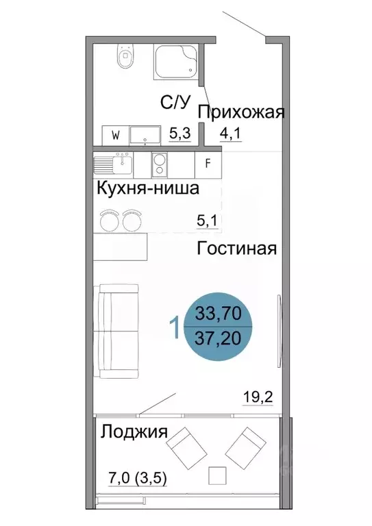 1-к кв. Крым, Керчь Белый город жилой комплекс (37.2 м) - Фото 0