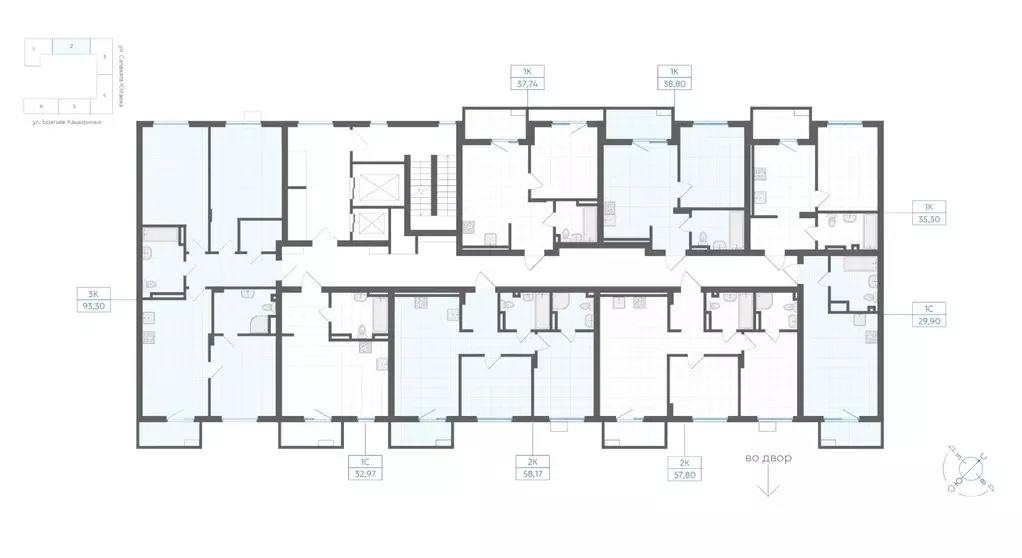 Студия Челябинская область, Челябинск Клевер жилой комплекс (29.9 м) - Фото 2