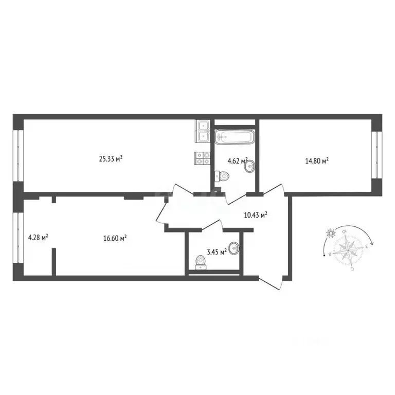 2-к кв. Тюменская область, Тюмень ул. Братьев Бондаревых, 1 (75.2 м) - Фото 1