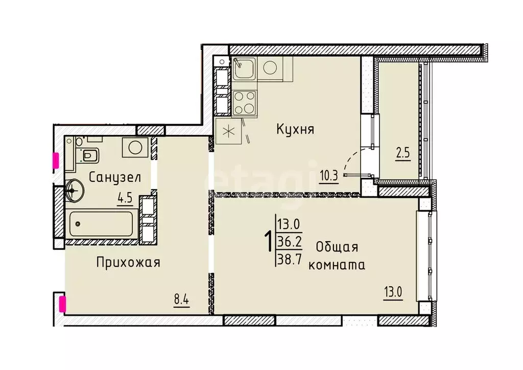 1-комнатная квартира: Энгельс, микрорайон Энгельс-9, 3 (38.7 м) - Фото 0