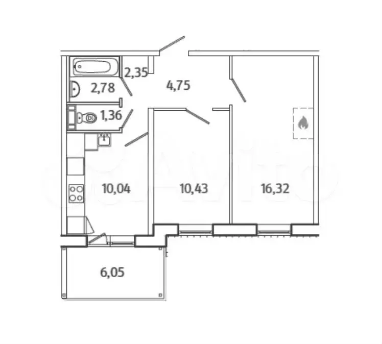 2-к. квартира, 49,9 м, 5/5 эт. - Фото 0