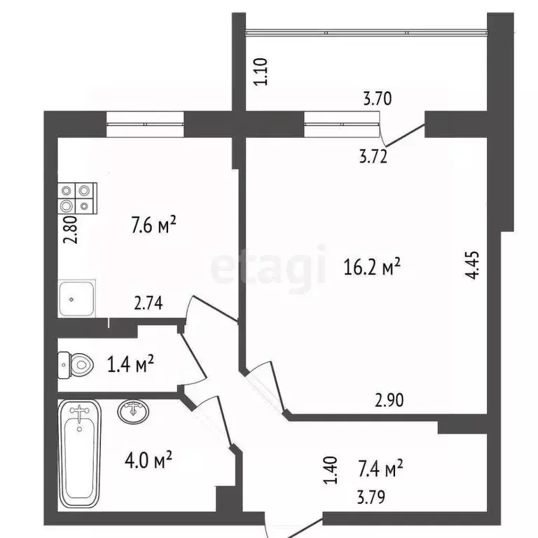 1-к кв. Ямало-Ненецкий АО, Новый Уренгой просп. Губкина, 21 (36.7 м) - Фото 2