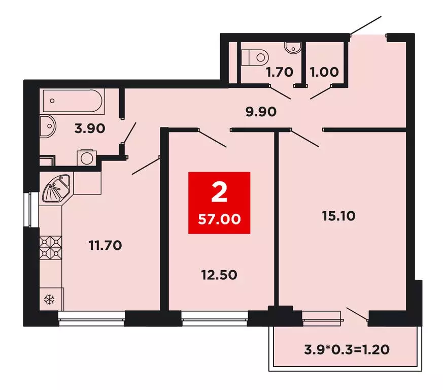 2-комнатная квартира: Краснодар, улица имени Мурата Ахеджака, 12к9 ... - Фото 1