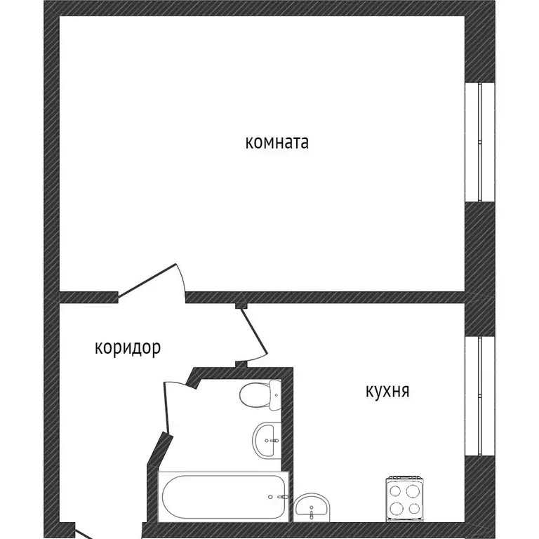 Квартира, 1 комната, 28.7 м - Фото 0