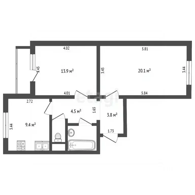 2-к кв. Москва Дмитровское ш., 169к2 (56.0 м) - Фото 2